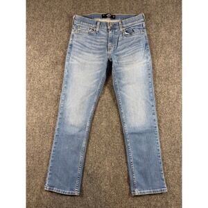 Hollister Slim Straight Jeans Light Wash Denim Epic Flex Men 29x30 Casual